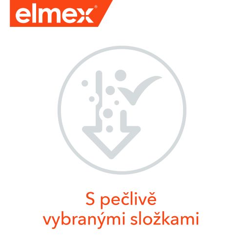 Logo elmex s informacemi o pečlivě vybraných složkách.