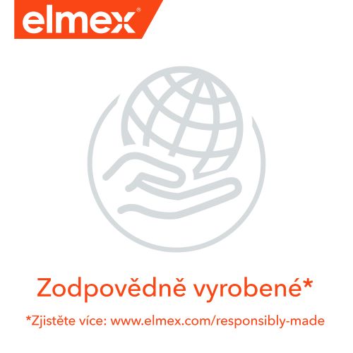 Logo značky elmex se symboly odpovědné výrobu.