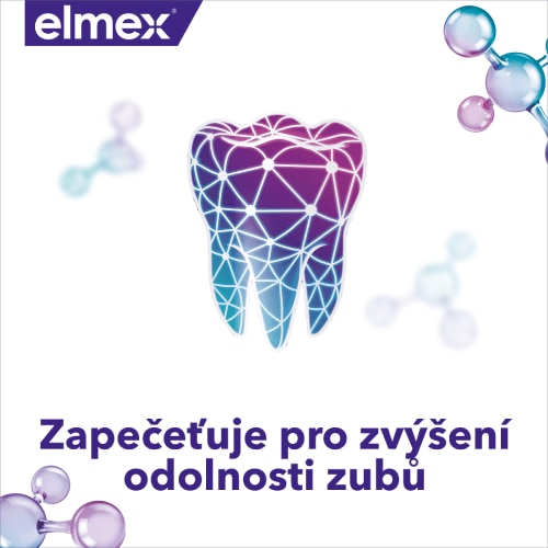 Ilustrace zubu s ochrannou sítí symbolizující zpevnění zubů.