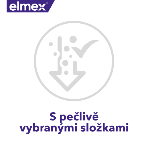 Logo elmex s nápisem „S pečlivě vybranými složkami“