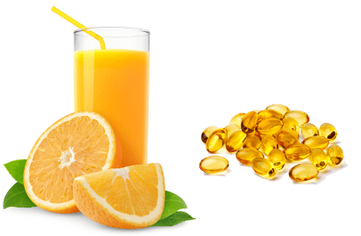 Pomerančový džus a rybí olej