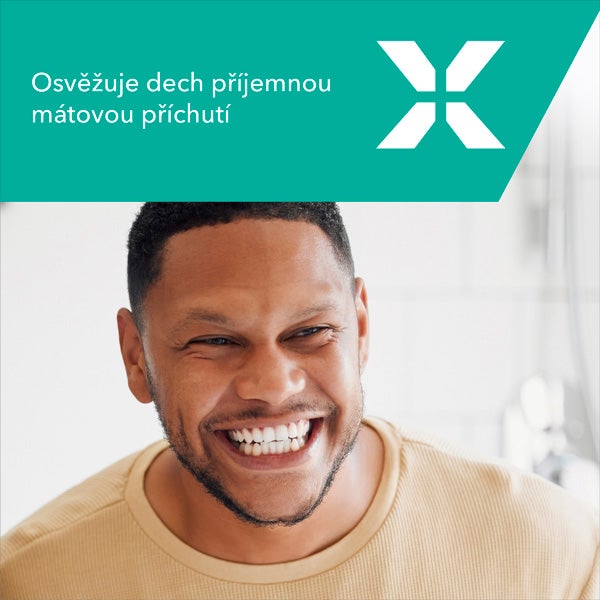 Osvěžuje dech příjemnou mátovou příchutí.