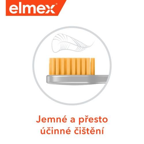 Zubní kartáček s jemnými vlákny pro efektivní čištění od elmex.