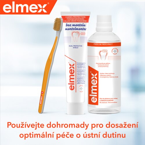 Režim elmex Caries- Menthol Free- zubní pasta, ústní voda, zubní kartáček