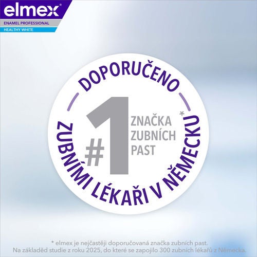 Garantní pečeť elmex označující značku zubních past číslo 1 doporučovanou zubními lékaři v Německu.