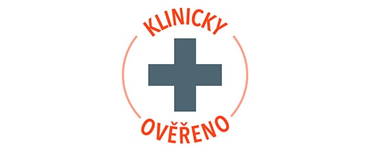 Logo s textem potvrzujícím klinicky ověřenou účinnost.