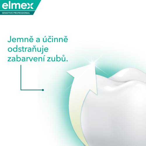 Ilustrace zubu o jemném a účinném odstraňování zabarvení zubů.