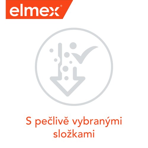 Logo zubní pasty s nápisem „S pečlivě vybranými složkami“