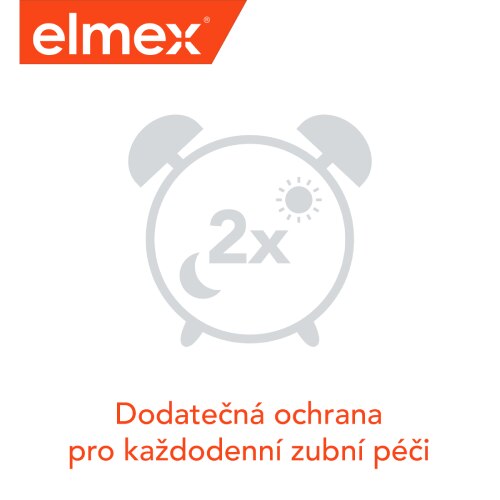 Ikona budíku s nápisem 2x symbolizující doporučené čištění zubů dvakrát denně